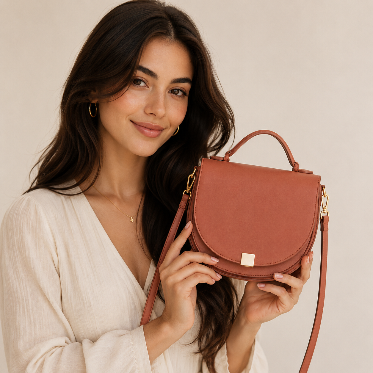 Stylish Brown Top Handle Bag