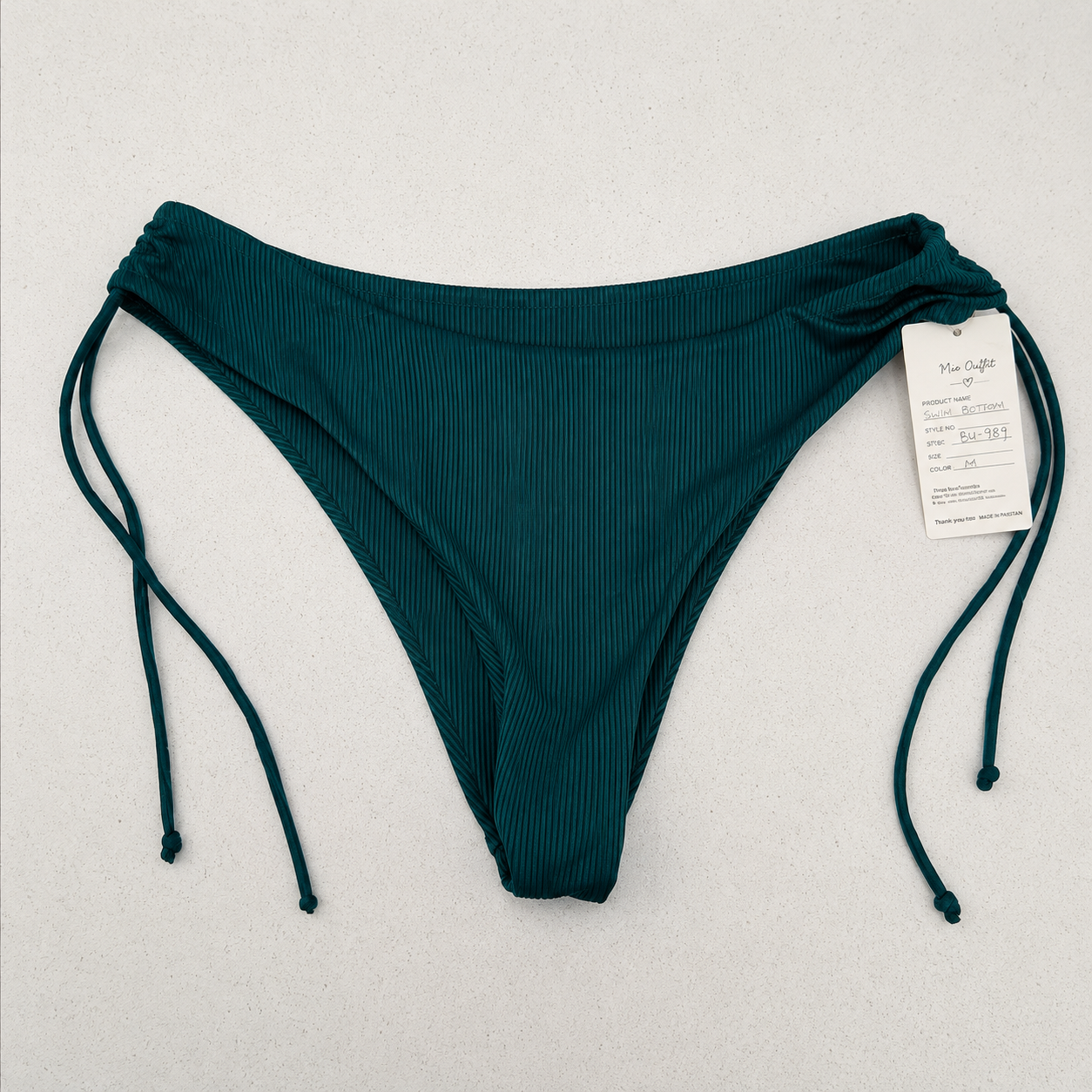 Ribbed Side Tie Bikini Panty