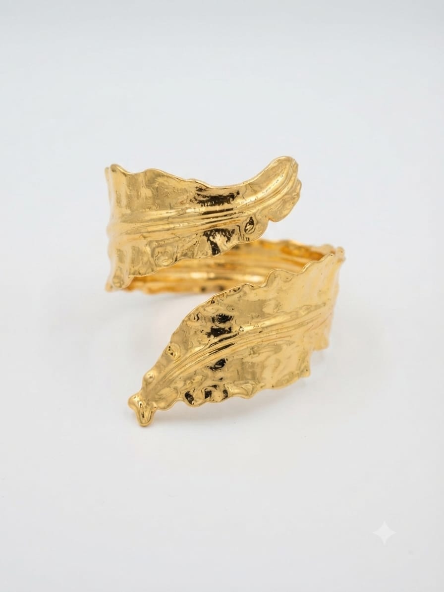 Sawera Studio Leaf Design Open Cuff Bracelet