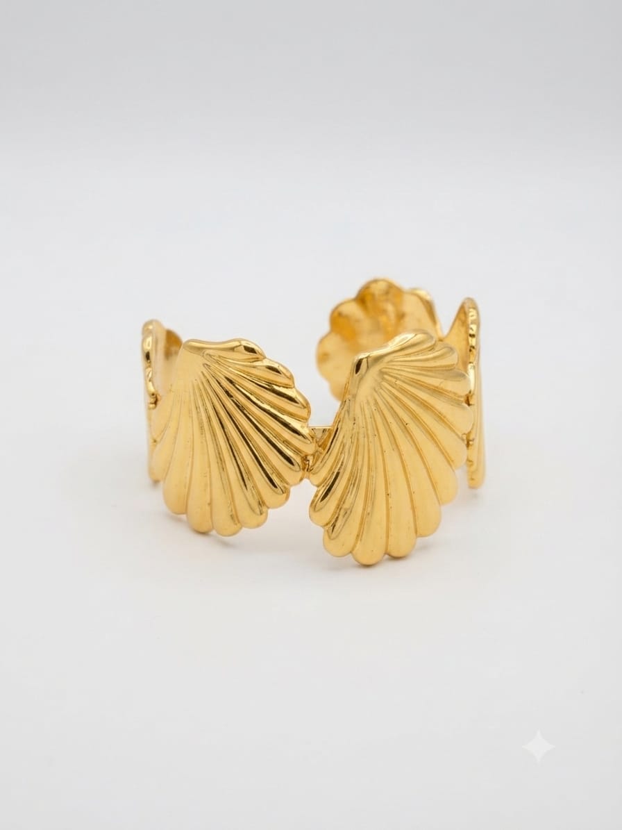 Sawera Studio Leaf Design Open Cuff Bracelet