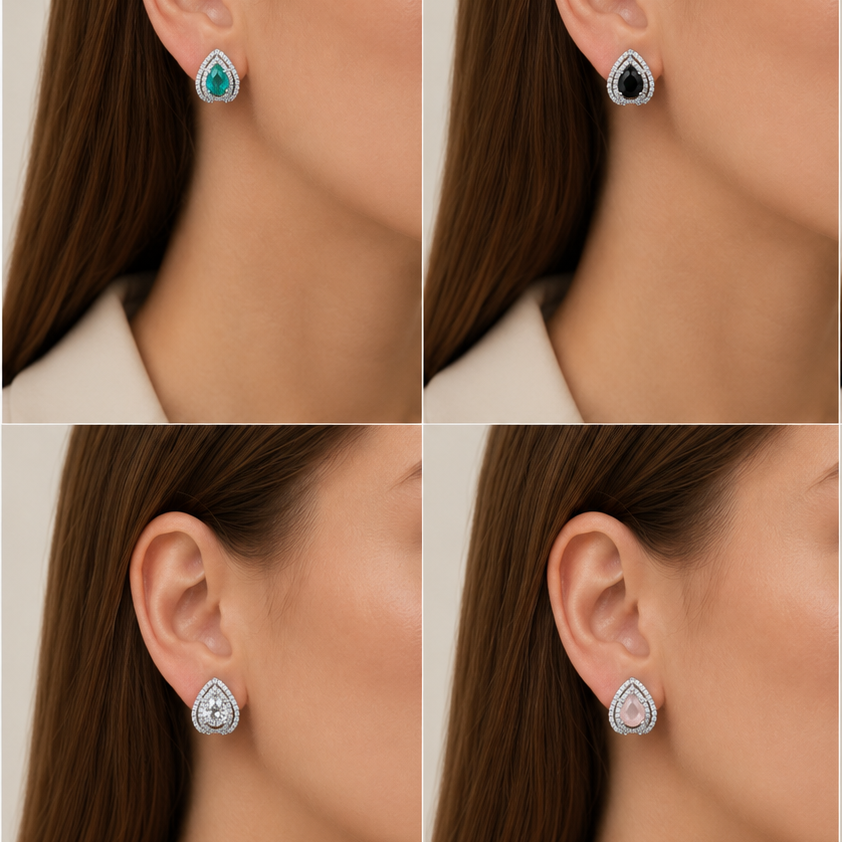 Luxury Crystal Teardrop Stud Earrings