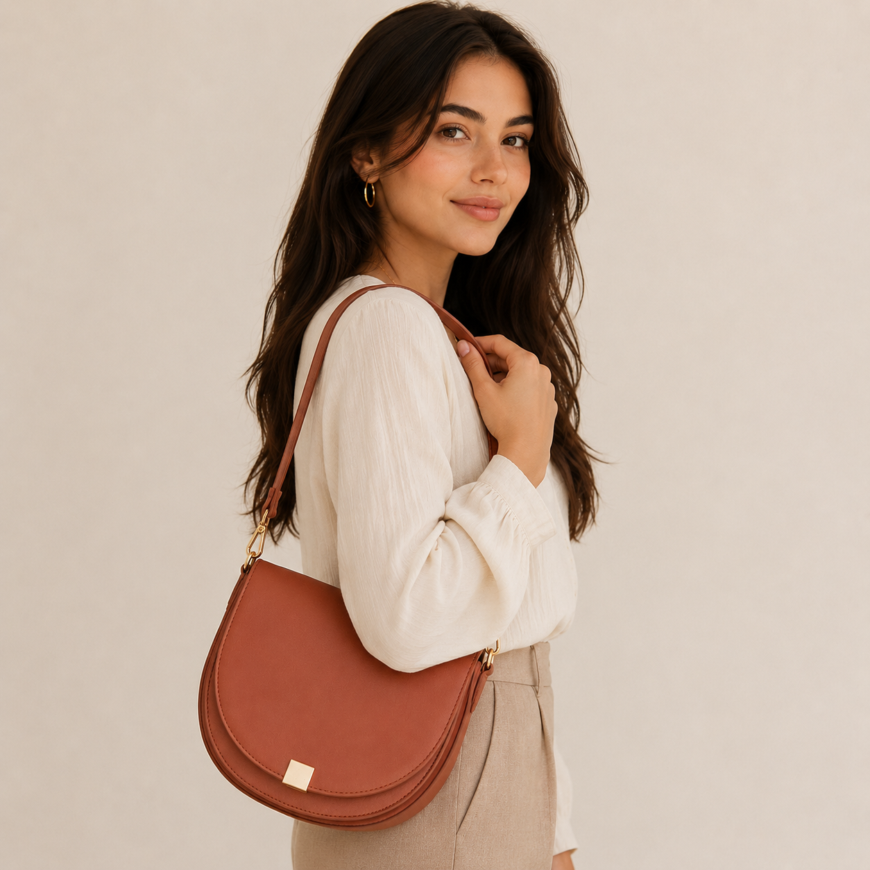 Stylish Brown Top Handle Bag