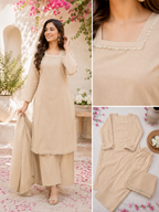 3 Piece Cotton Lawn Straight Kurta & Farshi Trouser
