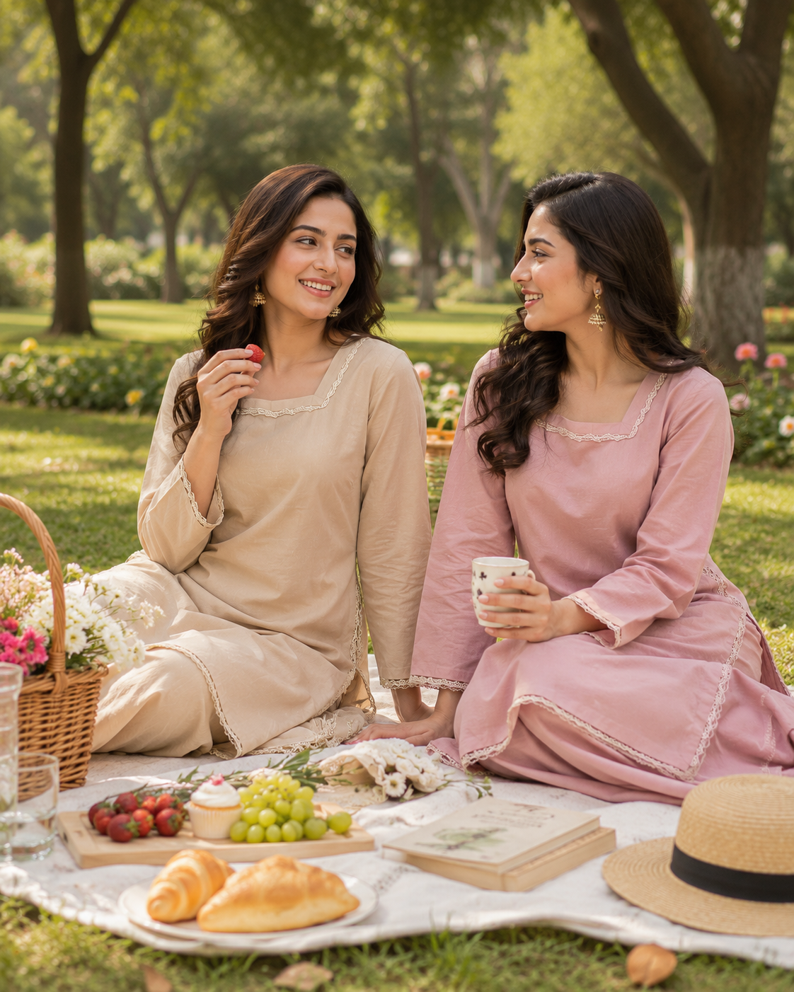 3 Piece Cotton Lawn Straight Kurta & Farshi Trouser