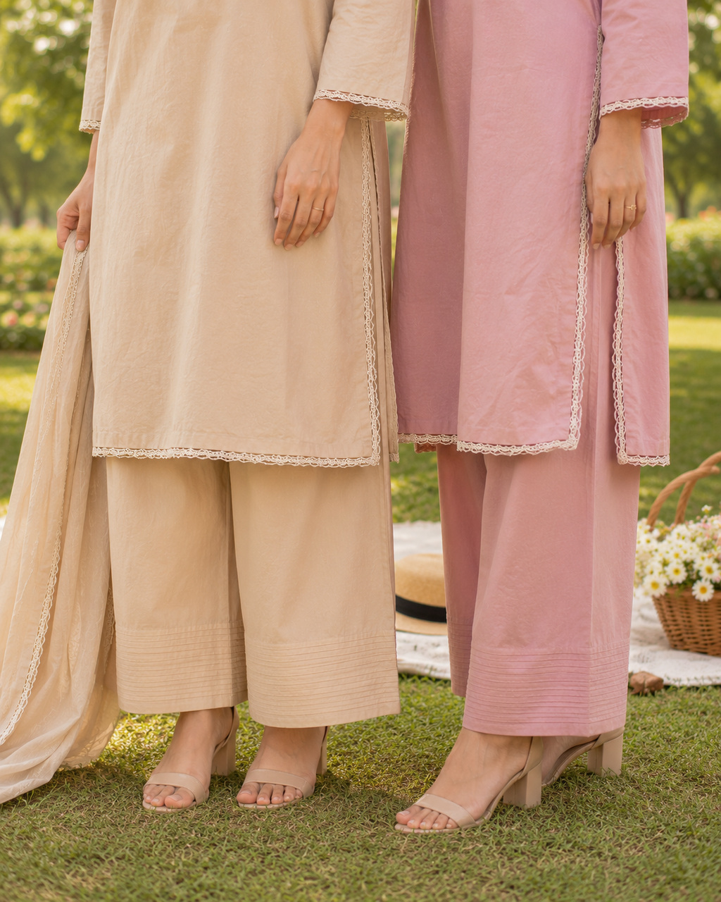 3 Piece Cotton Lawn Straight Kurta & Farshi Trouser