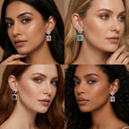 Silver and Golden Plated Cubic Zirconia Dangle Earrings