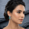 Silver and Golden Plated Cubic Zirconia Dangle Earrings