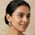 Silver and Golden Plated Cubic Zirconia Dangle Earrings