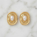 Stainless Steel Vintage Pearl Stud Earrings for Women