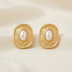 Stainless Steel Vintage Pearl Stud Earrings for Women