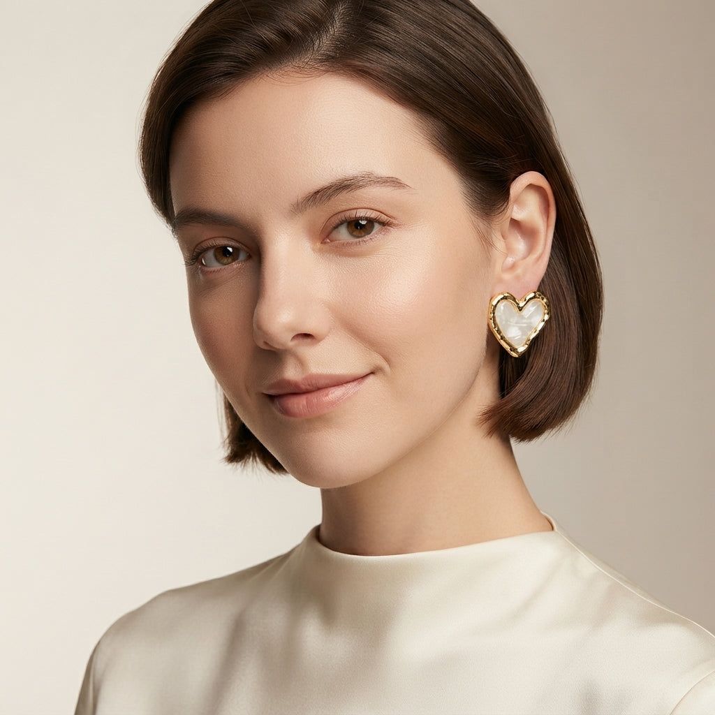 Premium Stainless Steel Pearl Flower Drop Earrings