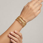 Luxury Triple Band Open Cuff Bracelet – Stainless Steel Gold Plated Jewelry