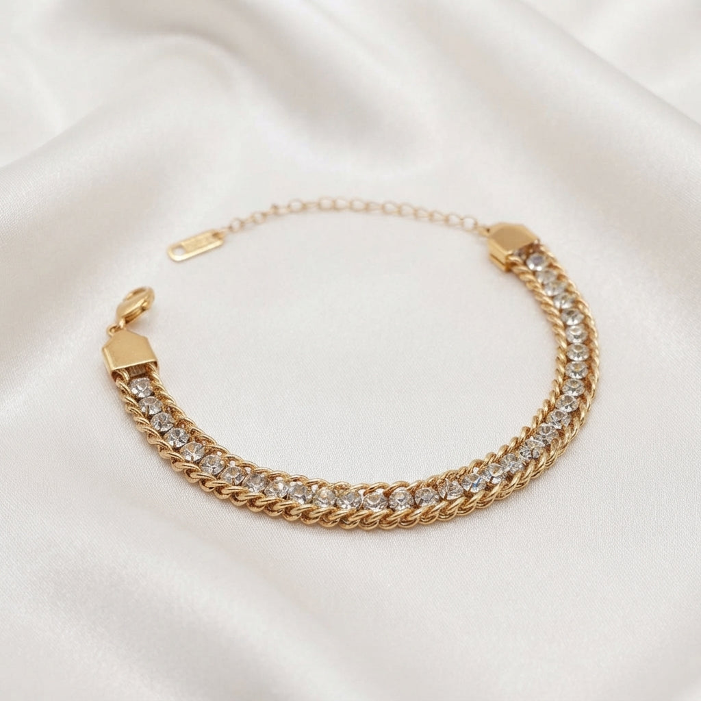 Sawera Studio Stainless Steel Crystal Chain Bracelet