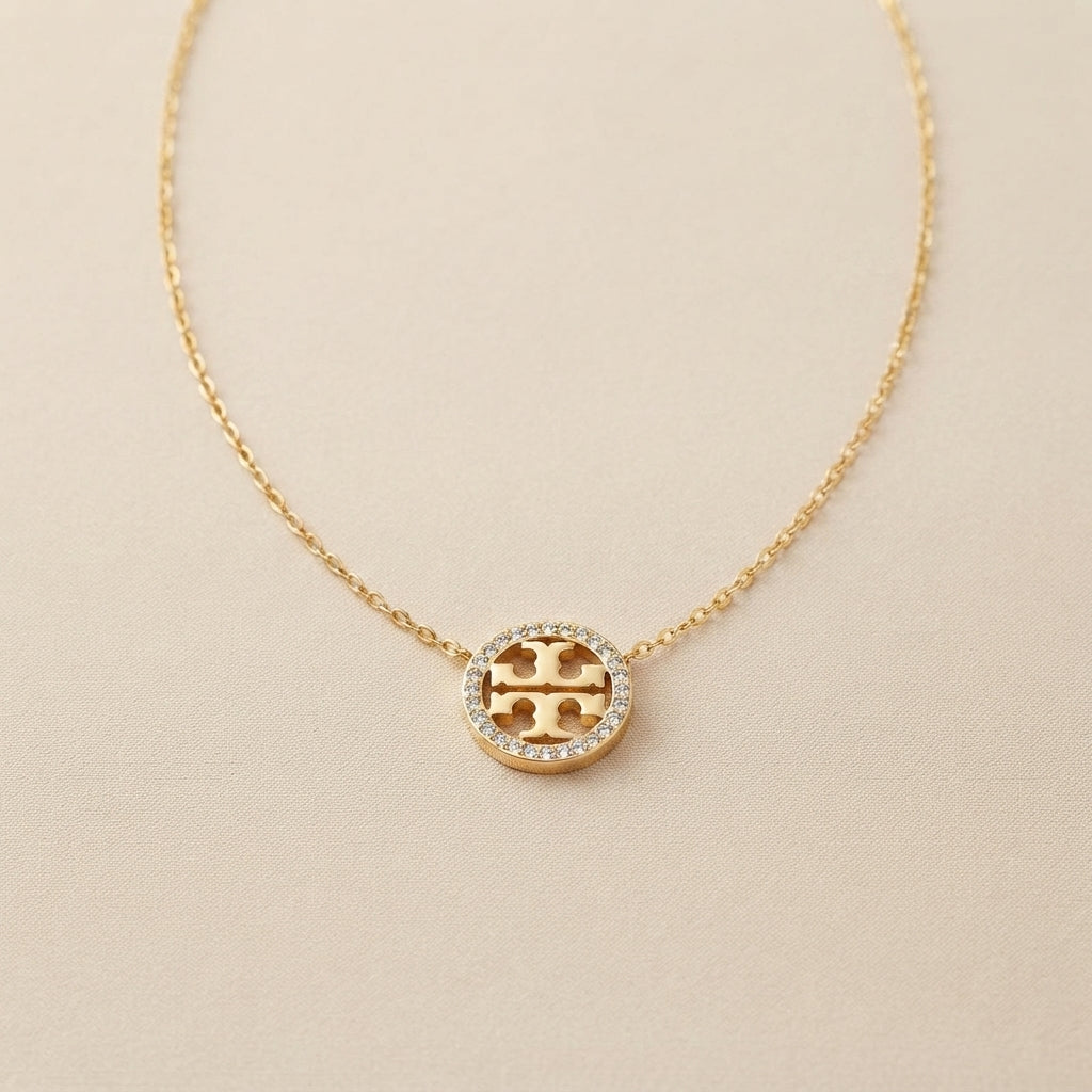 Sawera Studio Luxury Stainless Steel Crystal Pendant Necklace