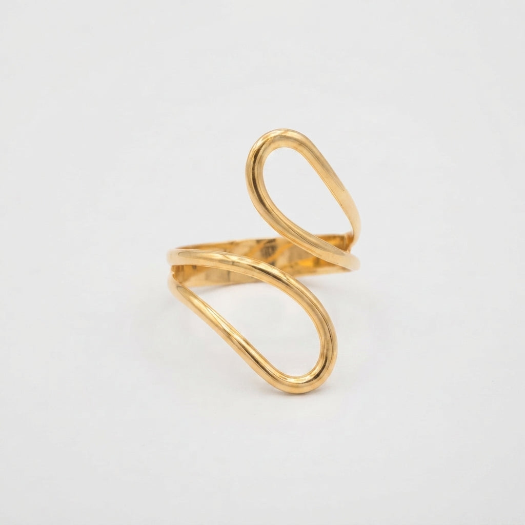 Gold Plated Stainless Steel Open Cuff Bracelet & Adjustable