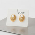 Sawera Studio Pearl Shell Stainless Steel Stud Earrings