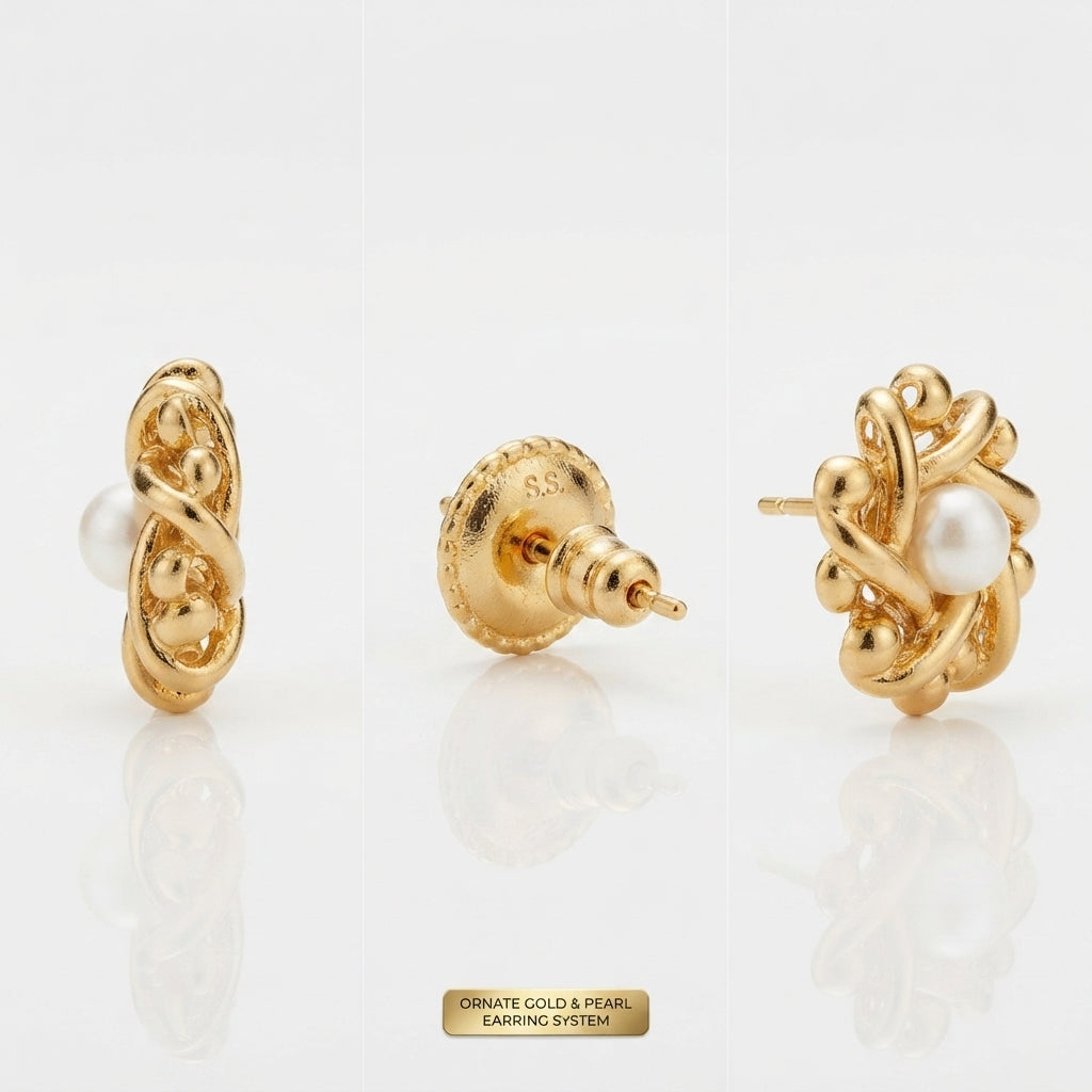 Sawera Studio Pearl Shell Stainless Steel Stud Earrings