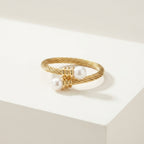 Sawera Studio Pearl Open Cuff Bracelet & Adjustable Ring Set