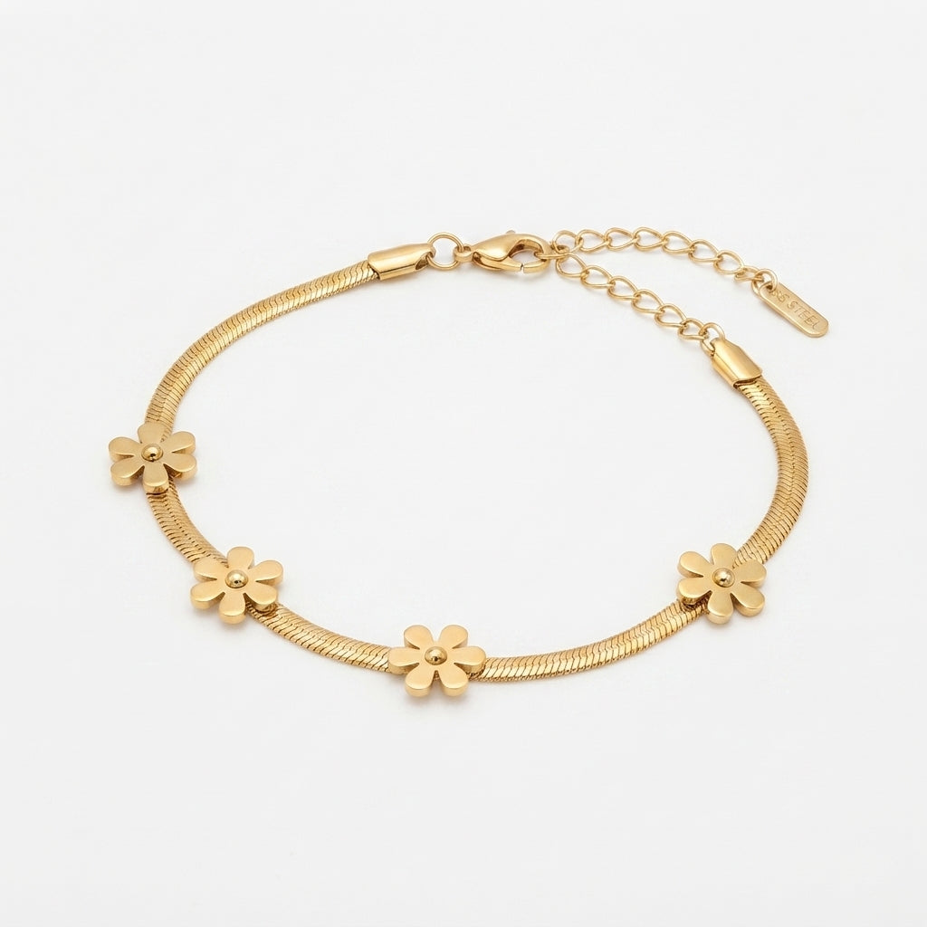 Sawera Studio Stainless Steel Gold Floral Bracelet important