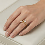 Sawera Studio Pearl Open Cuff Bracelet & Adjustable Ring Set