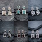 Silver and Golden Plated Cubic Zirconia Dangle Earrings
