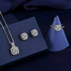 Luxury Silver Crystal Jewelry Set for Women