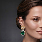 Gold Plated Elegant Oval Stone Earrings