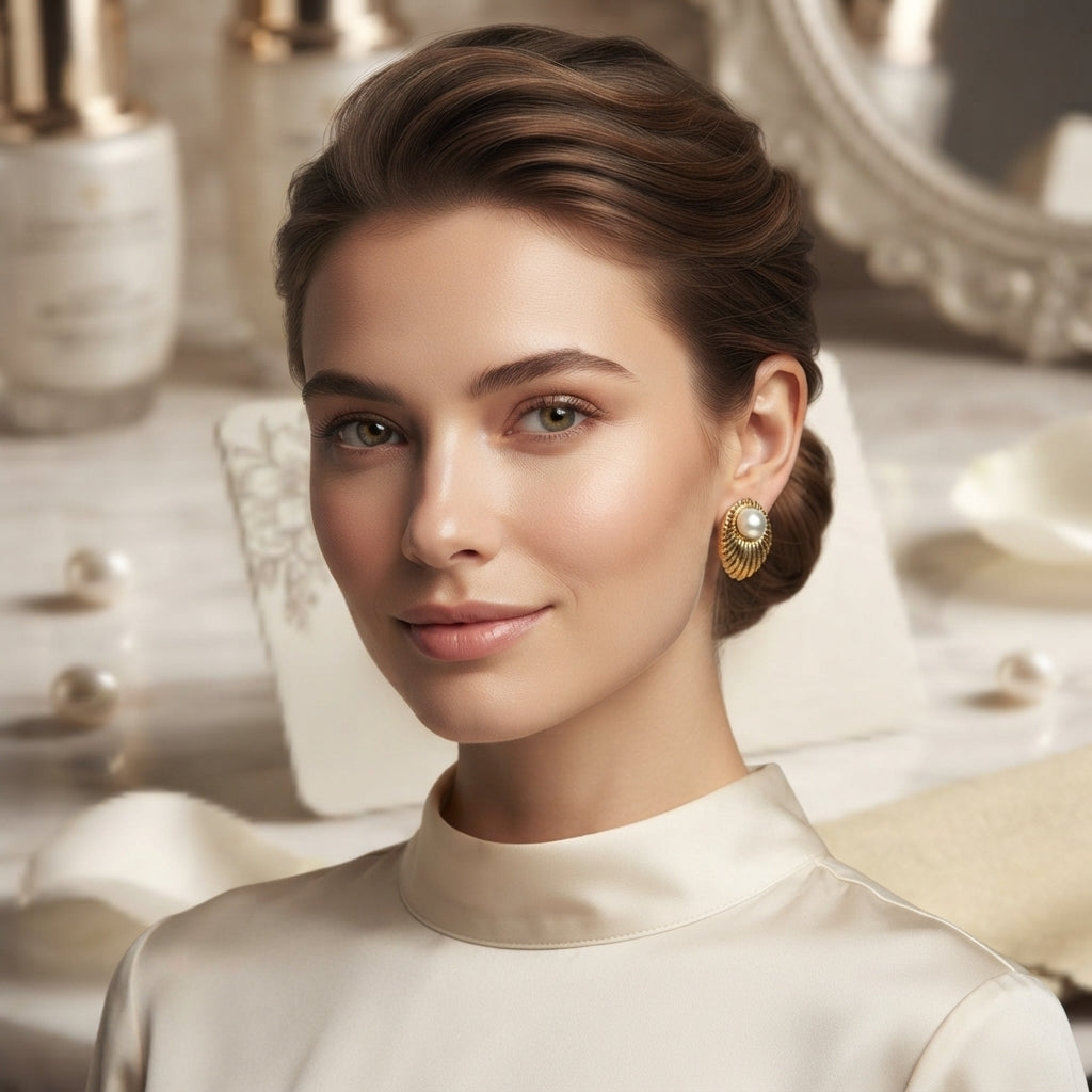 Sawera Studio Pearl Shell Stainless Steel Stud Earrings