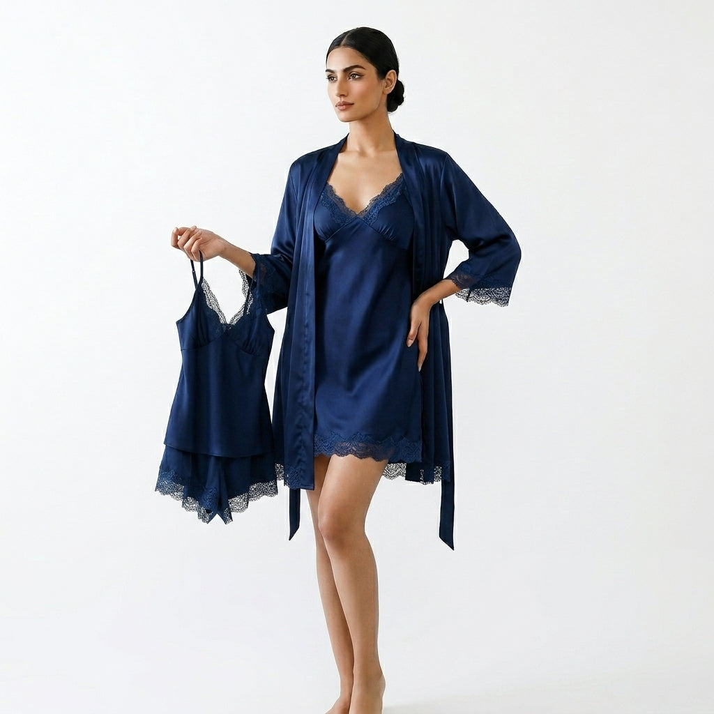 Non Padded Pure Silk Pajama Set Cami Top Nightgown Sexy Sleepwear