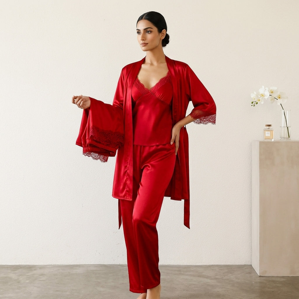 Non Padded Pure Silk Pajama Set Cami Top Nightgown Sexy Sleepwear