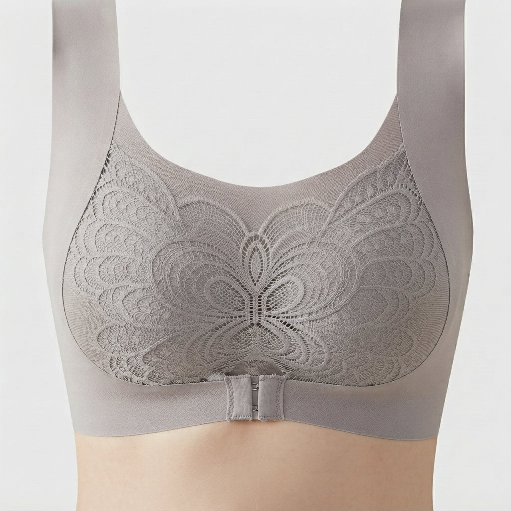 Front Open Seamless Bra for Women – Soft Lace Comfort Support Bra