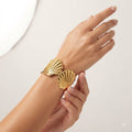 Sawera Studio Leaf Design Open Cuff Bracelet