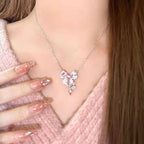 Blinky Pink Bow Silver - Necklace