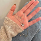 Butterfly Double Layer Silver - Necklace