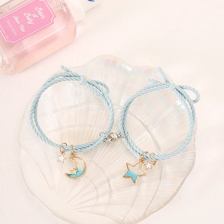 Moon & Star Blue Magnetic - Bracelet Set