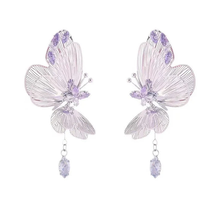 Diamond & Silver Butterfly - Earring