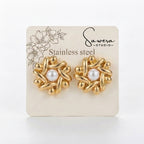 Sawera Studio Pearl Shell Stainless Steel Stud Earrings