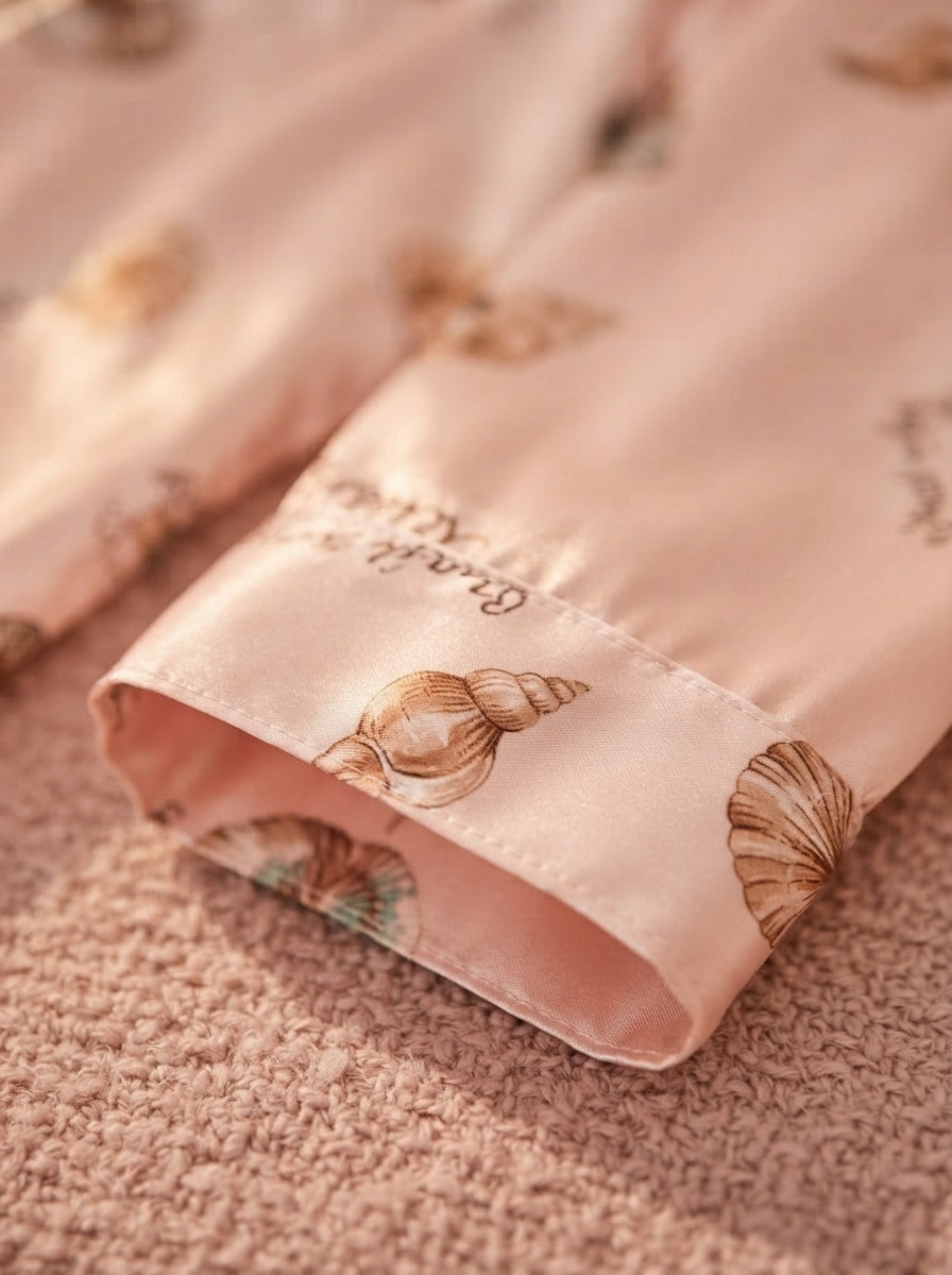 Cute Pink Bow & Floral Summer Silk Nightsuit for Women