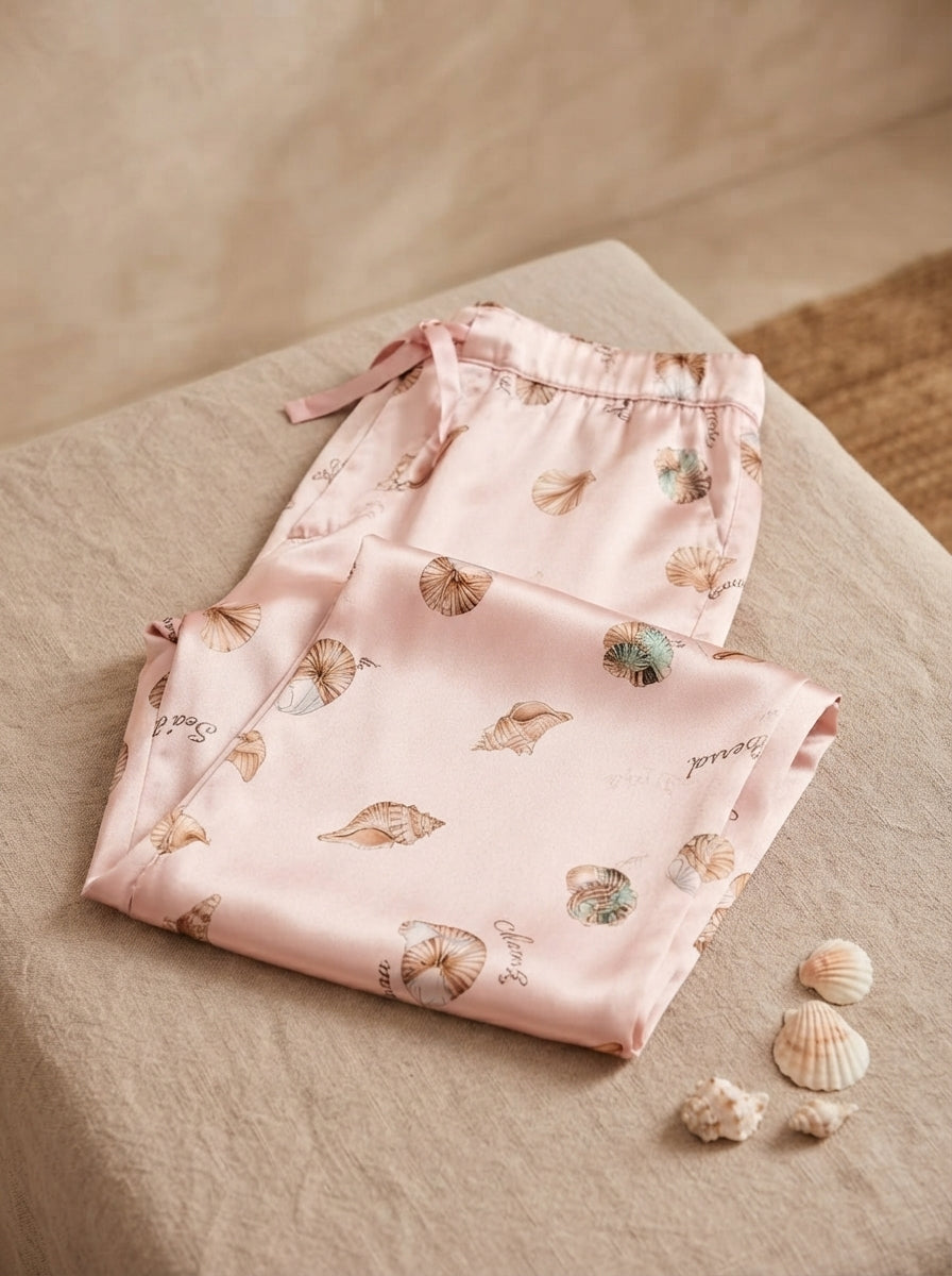 Cute Pink Bow & Floral Summer Silk Nightsuit for Women