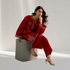Embroidered Cotton Viscose Trouser Shirt