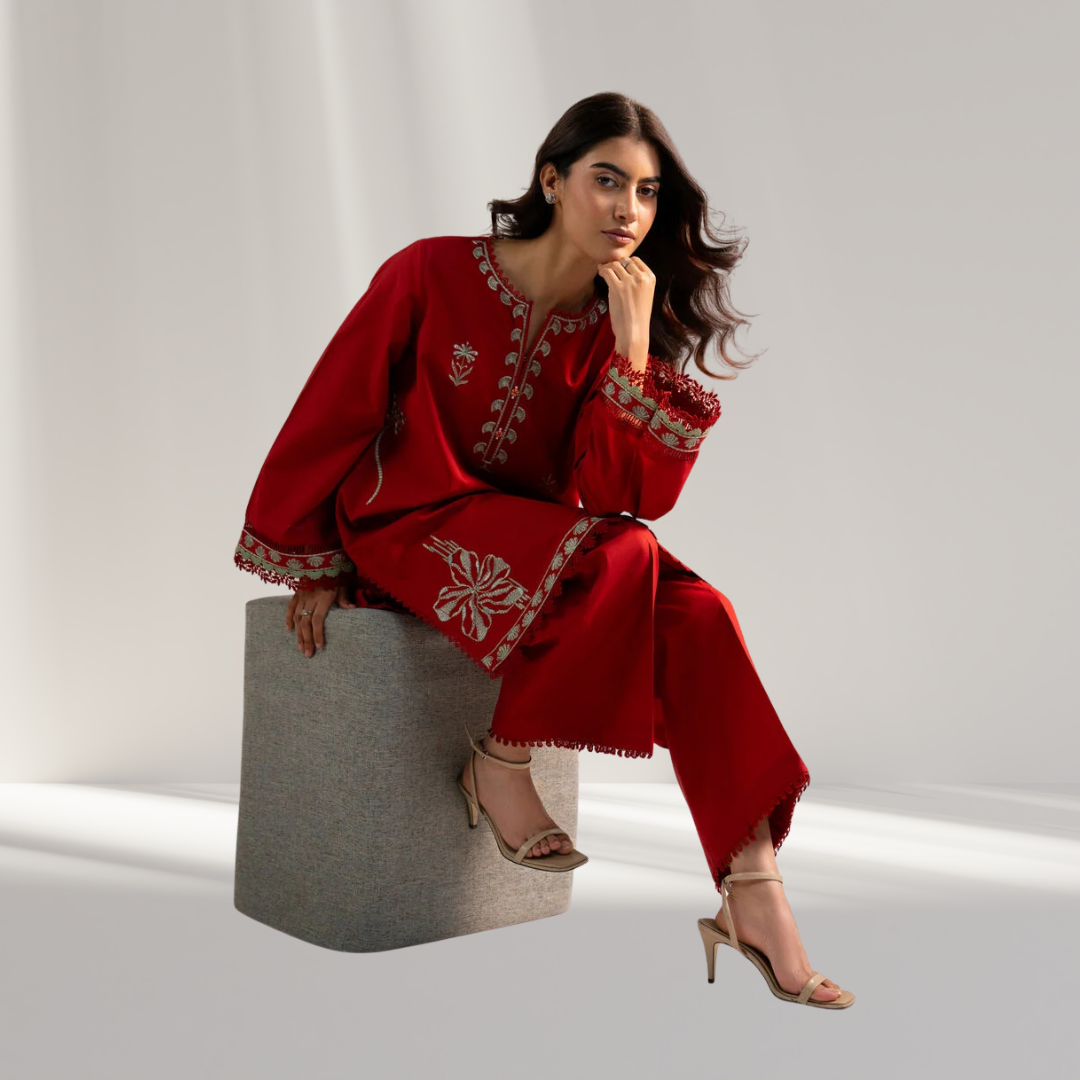 Embroidered Cotton Viscose Trouser Shirt