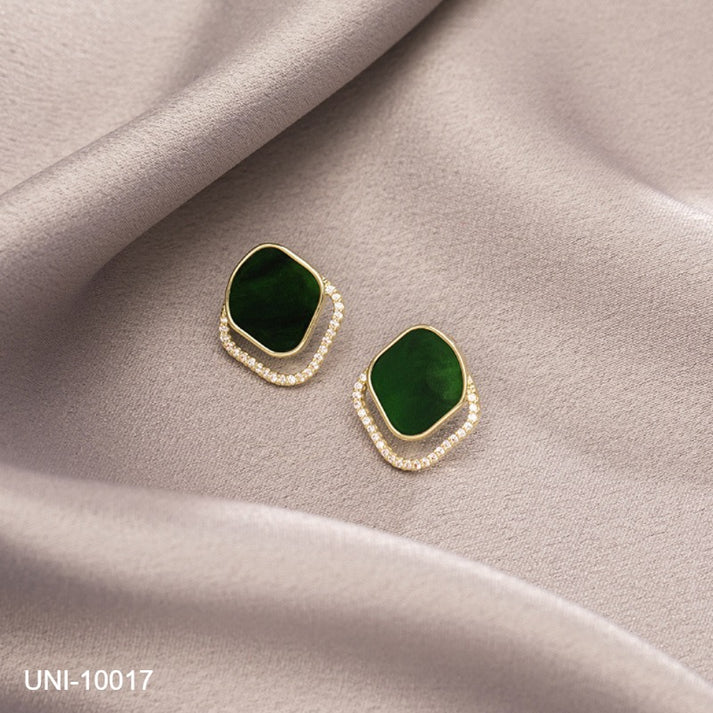 Colored Stone Gold Red & Green - Earring
