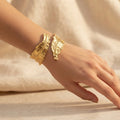Sawera Studio Leaf Design Open Cuff Bracelet