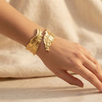 Sawera Studio Leaf Design Open Cuff Bracelet