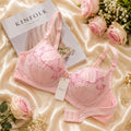 Soft Cotton Embroidered Bra – Pink