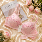 Soft Cotton Embroidered Bra – Pink