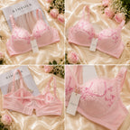 Soft Cotton Embroidered Bra – Pink