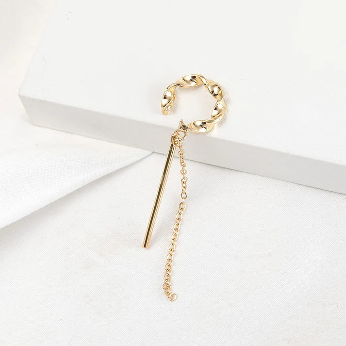 Dangling Foiled Gold & Silver Ear Cuff - Earring