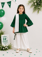 Azadi Collection | Girls Green 3 Piece Suit