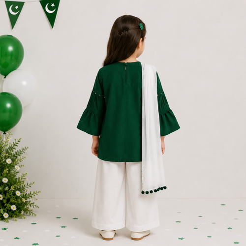 Azadi Collection | Girls Green 3 Piece Suit